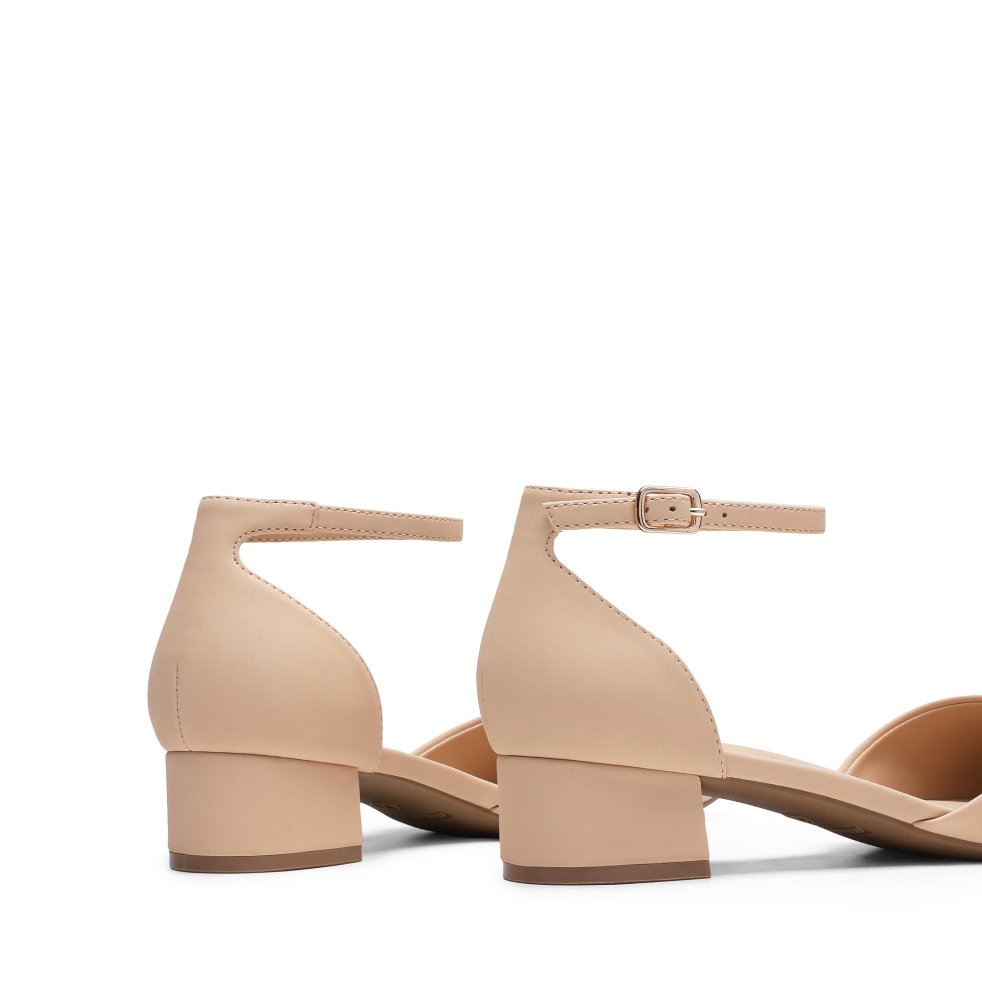 DREAM PAIRS Damen Pumps mit niedrigem Absatz, geschlossener, spitzer Zehenpartie, bequemem D'Orsay-Stil und Knöchelriemen