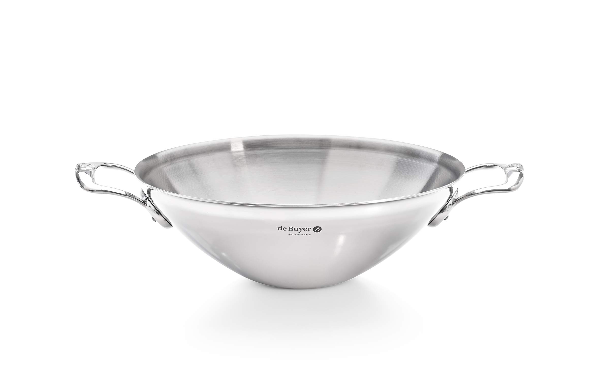 DE BUYERWok with 2 Handles 32 cm, Stainless Steel, Silver, 58.8 x 33.2 x 20.19 cm