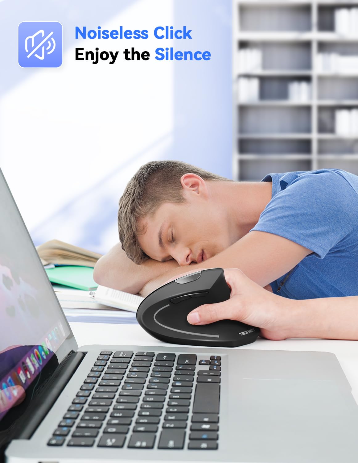 TECKNET 2.4G Vertical Wireless Mouse (Black) Gallery Image