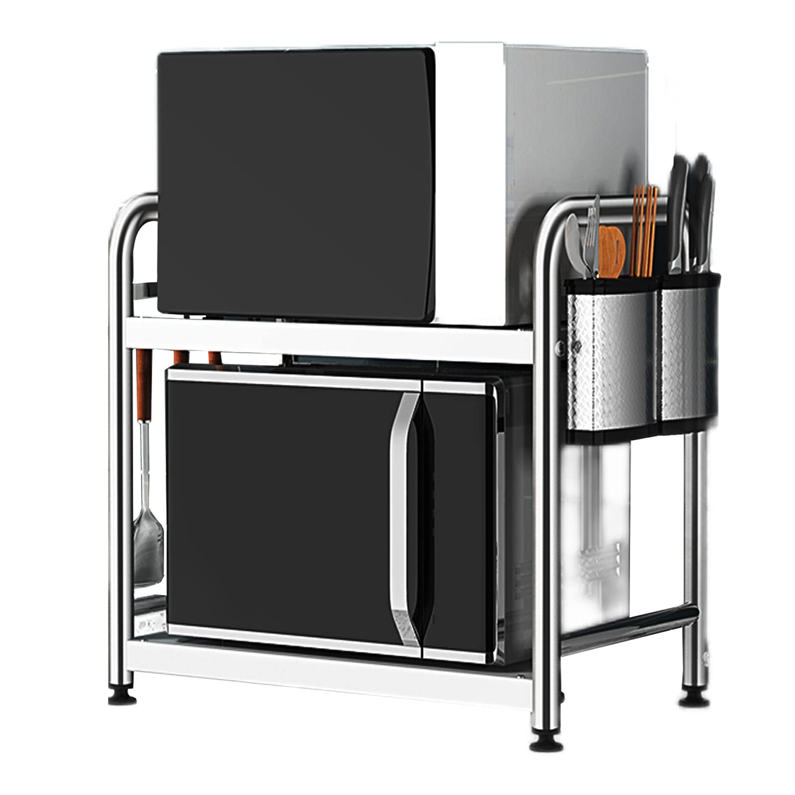 GTHTUHFD Microwave Stand With Storage Rack And Spice Holder Stainless Steel Nizer For Toaster Kitchen Cabinet And Utensils