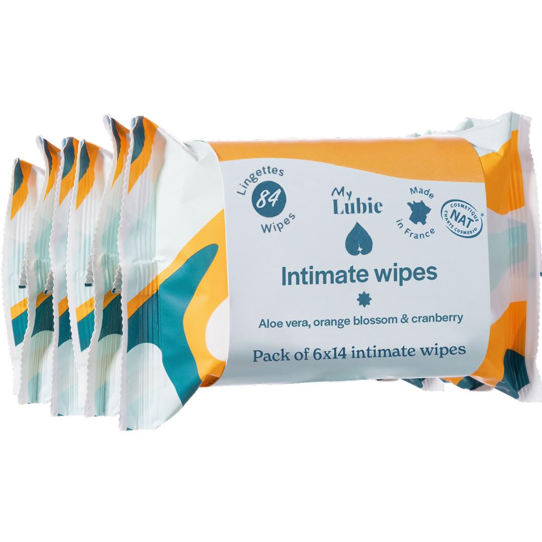 MY LUBIE – 3x14 Natural Intimate Wipes – Fragrance-Free, Unisex, & Soothing – Compact Pack – With Cranberry, Orange Blossom & Aloe Vera – Pack of 3