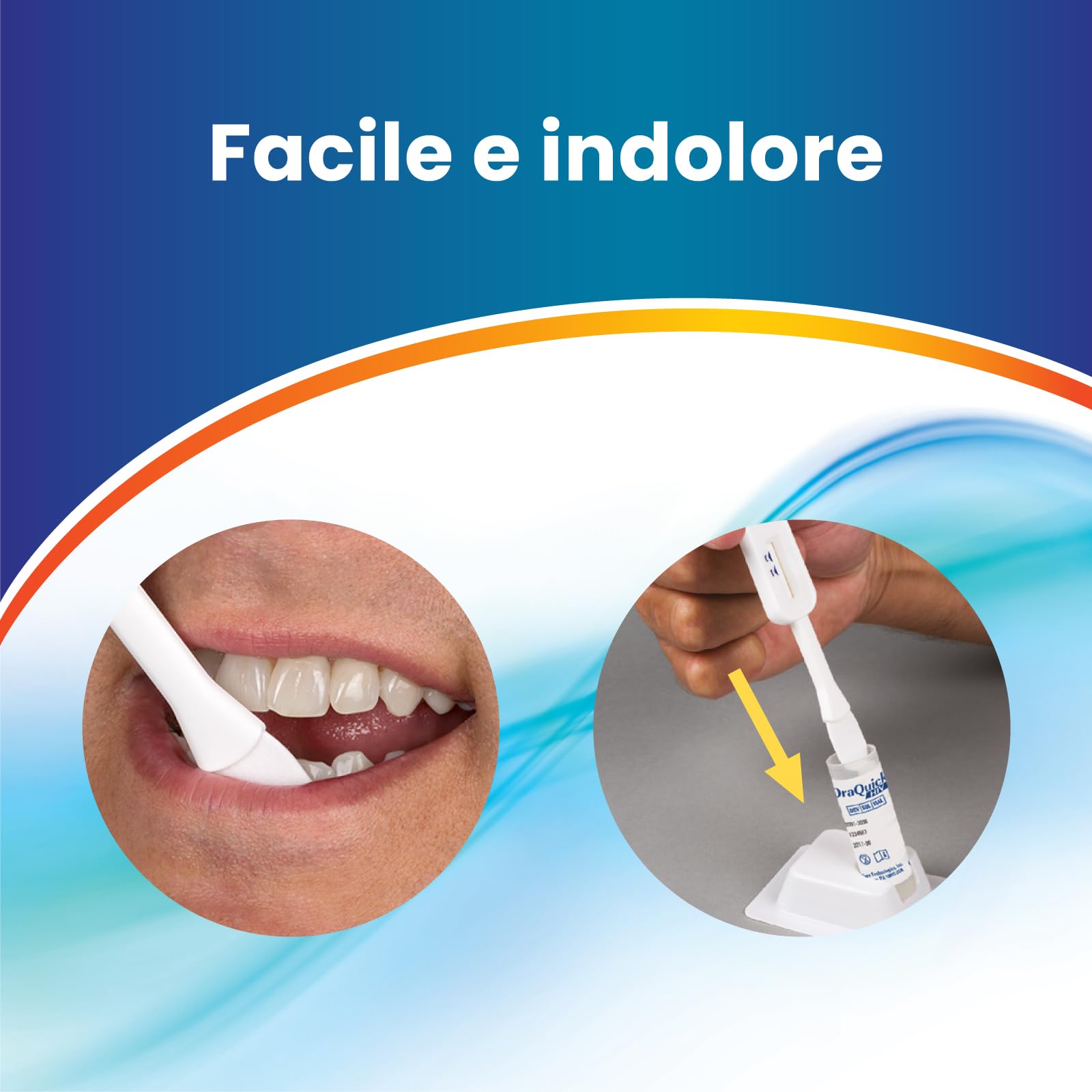 HIV Test Salivare Fluido Orale Rapido Fai Da Te. Indolore, Privato. Sensibilità 100% Accuratezza 99,8%. Il 1° Autotest che puoi fare da solo a casa o in viaggio. ORAQUICK Adeste.