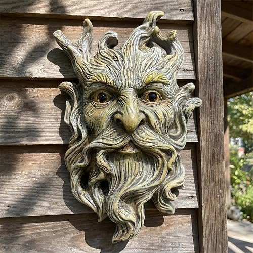 Euiroet 10.1" Whimsical Tree Face Sculpture, Garden Peeker Statue, Outdoor Trunk Tree Huggers Art, Landscape Accent Ornament, Hanging Fairy Elve Figurine for Yard Art, Trees Decor Wall Mounted Statues by Euiroet - Used condition - Image 6