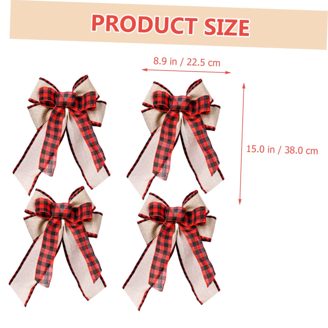 PRETYZOOM 20 Pz Fiocco Scozzese della Porta D'ingresso per Le Vacanze Ornamento Dell'albero di Natale Decorazione Natalizia Fiocco di Nastro a Quadretti Decorativo Biancheria