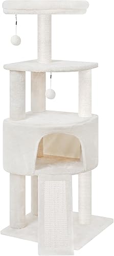 Miniatura 8 de Torre de árbol para gatos de 45 pulgadas con condominio grande para gatitos de interior, torre para gatos con poste rascador, tabla de rascar y