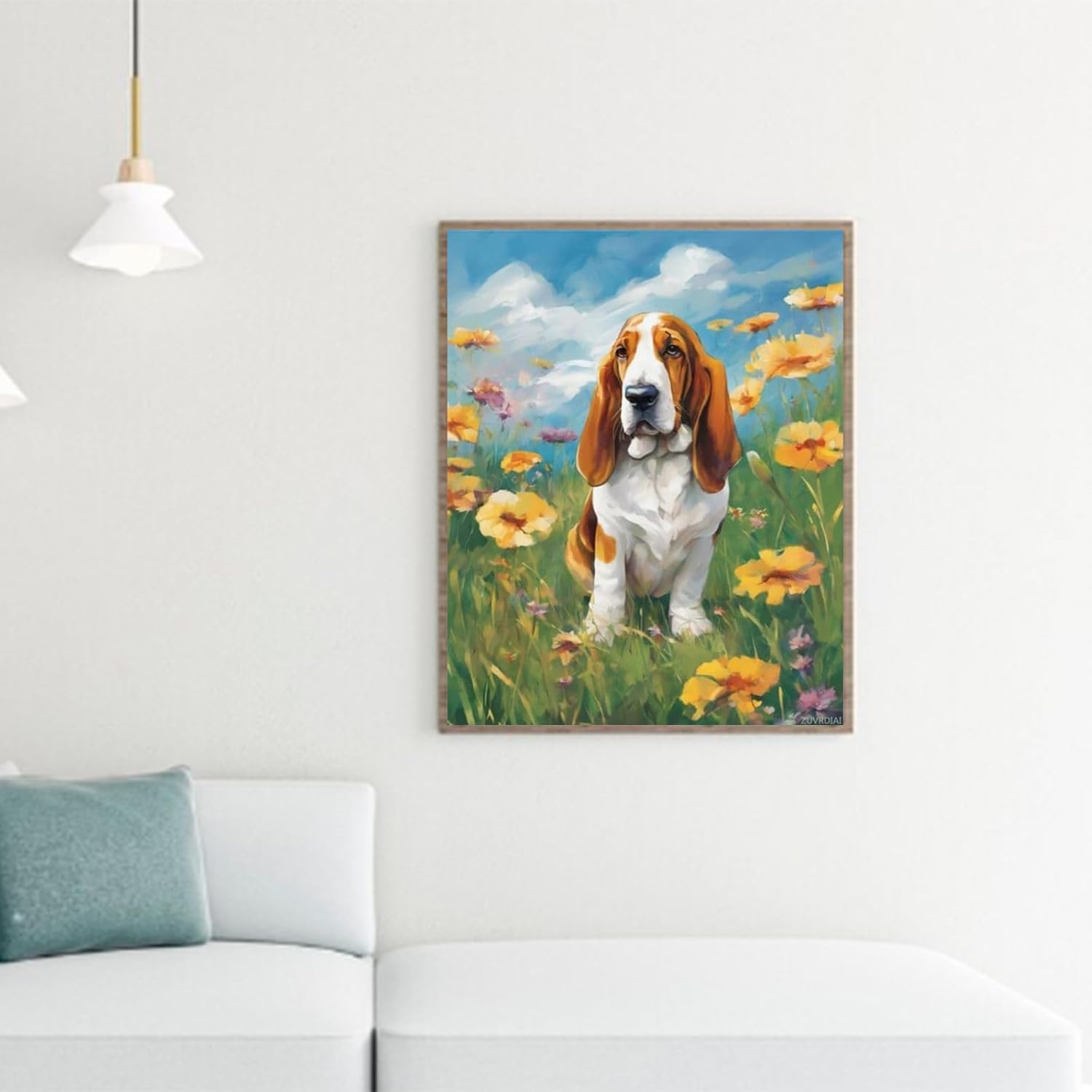 ZUVRDIAI Paint by Numbers Basset Hound Dog Pet Dog Animal Painting by Number for Adults DIY Digital Painting for Beginners, Wall Decor Drawing Gift 16x20inch Frameless