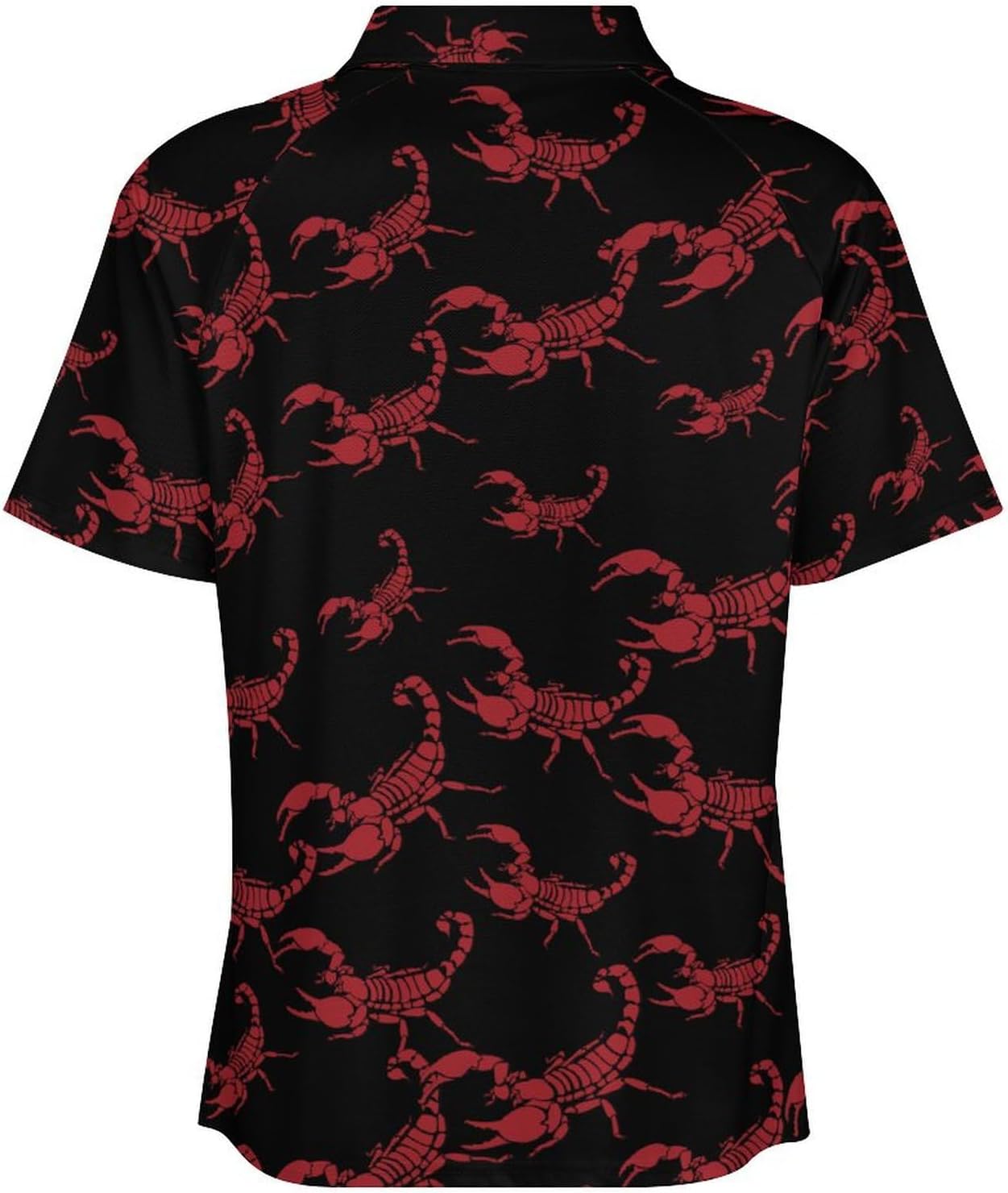 Red Scorpion Men's Short Sleeve Shirts Golf T-Shirt Tennis Sportswear Casual Tops Zip-up Pullover
