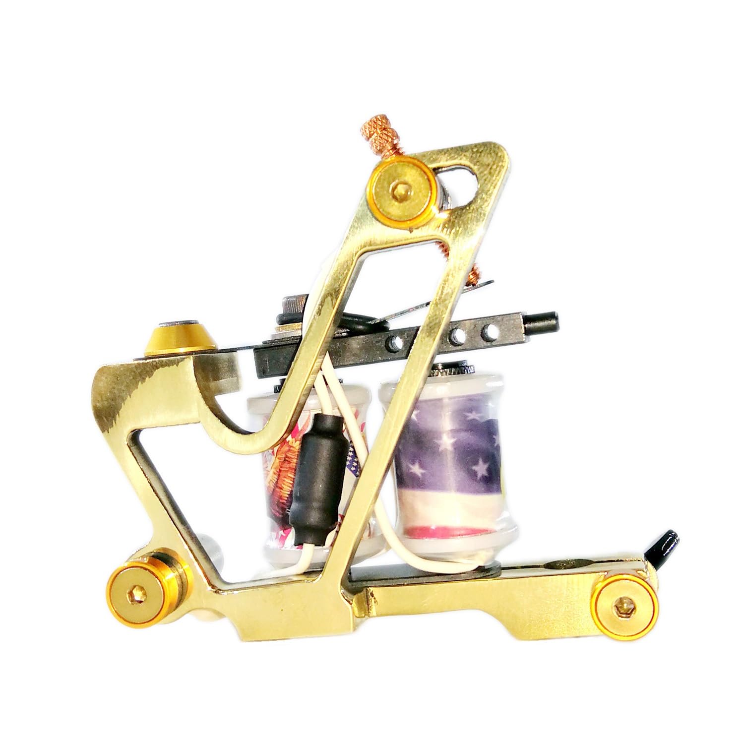 Brass Tattoo Machine Liner 1.25 INCH 24AWG 8Wraps Copper Wire Coil Non Bobbin 22UF 50V Tattoo Gun Coil US 8-32 Thread Solid Brass Frame TMB-7