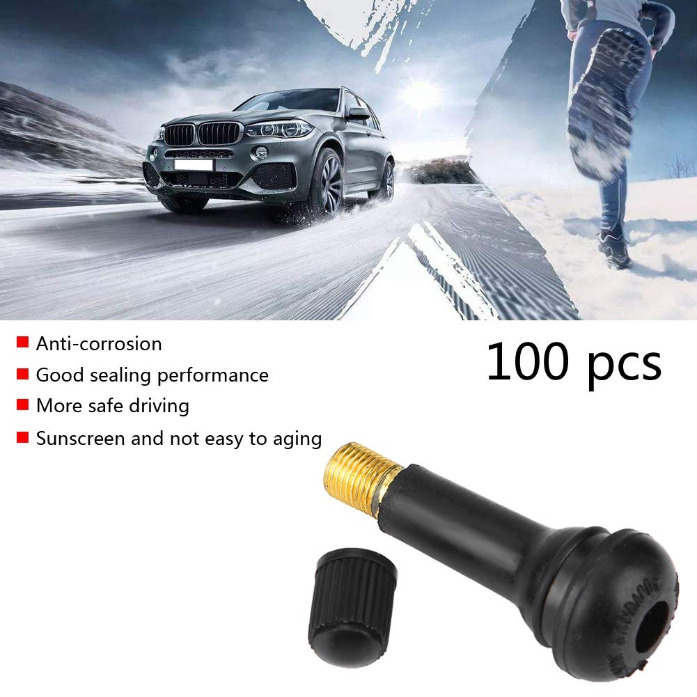 SANON 100 Pz Auto Moto Ruota Snap in Pneumatico Valvola del Pneumatico Stelo Corto Valvola in Gomma Accessori Auto (Tr414)