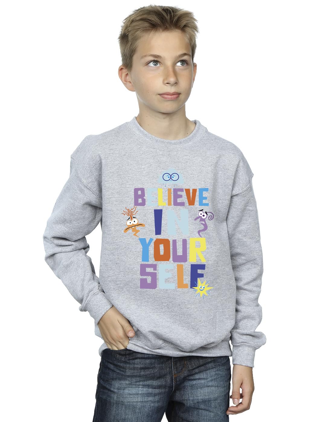 Absolute Cult Boys Sport Grey Disney Inside Out 2 Believe Sweatshirt 7-8 Years