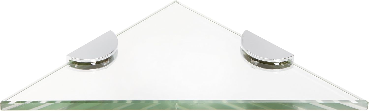 Spancraft Glass HRC12TR-CR Triangle Glass Shower Shelf with Half Round Clamp, Chrome Bracket, 12"