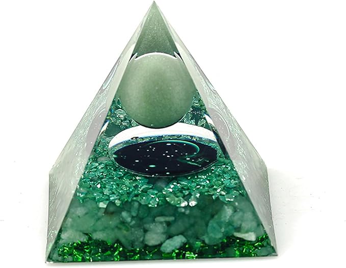 Unique Green Constellation Positive Energy Orgonite Pyramid Decoration Sagittarius Cat's Eye Stone Crystal Pyramid Ornaments for Office/Living Room/Bedroom/Yoga(Sagittarius)