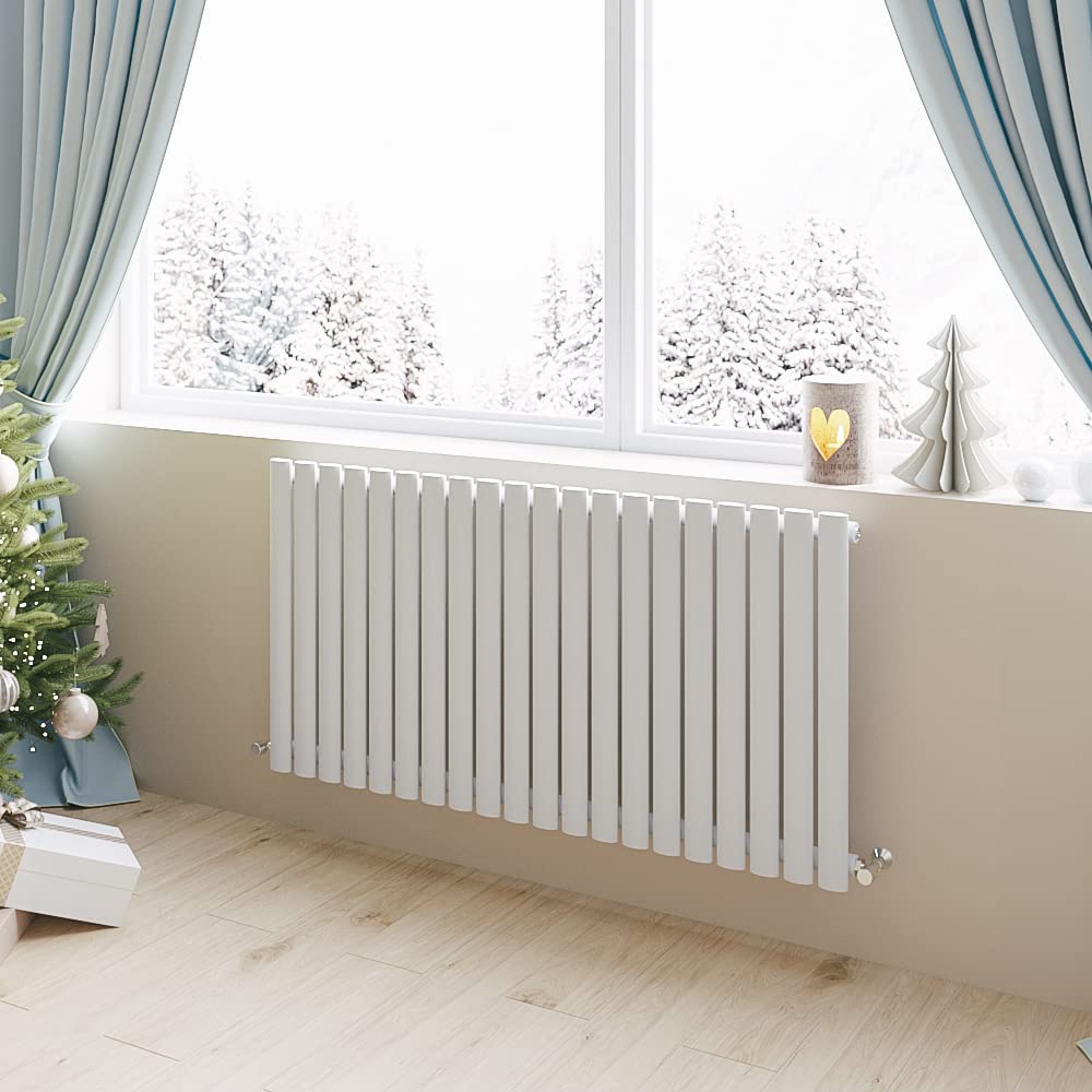Huiyang White Horizontal Radiator Oval Column Designer Central Heating Rad 600X1180mm Single