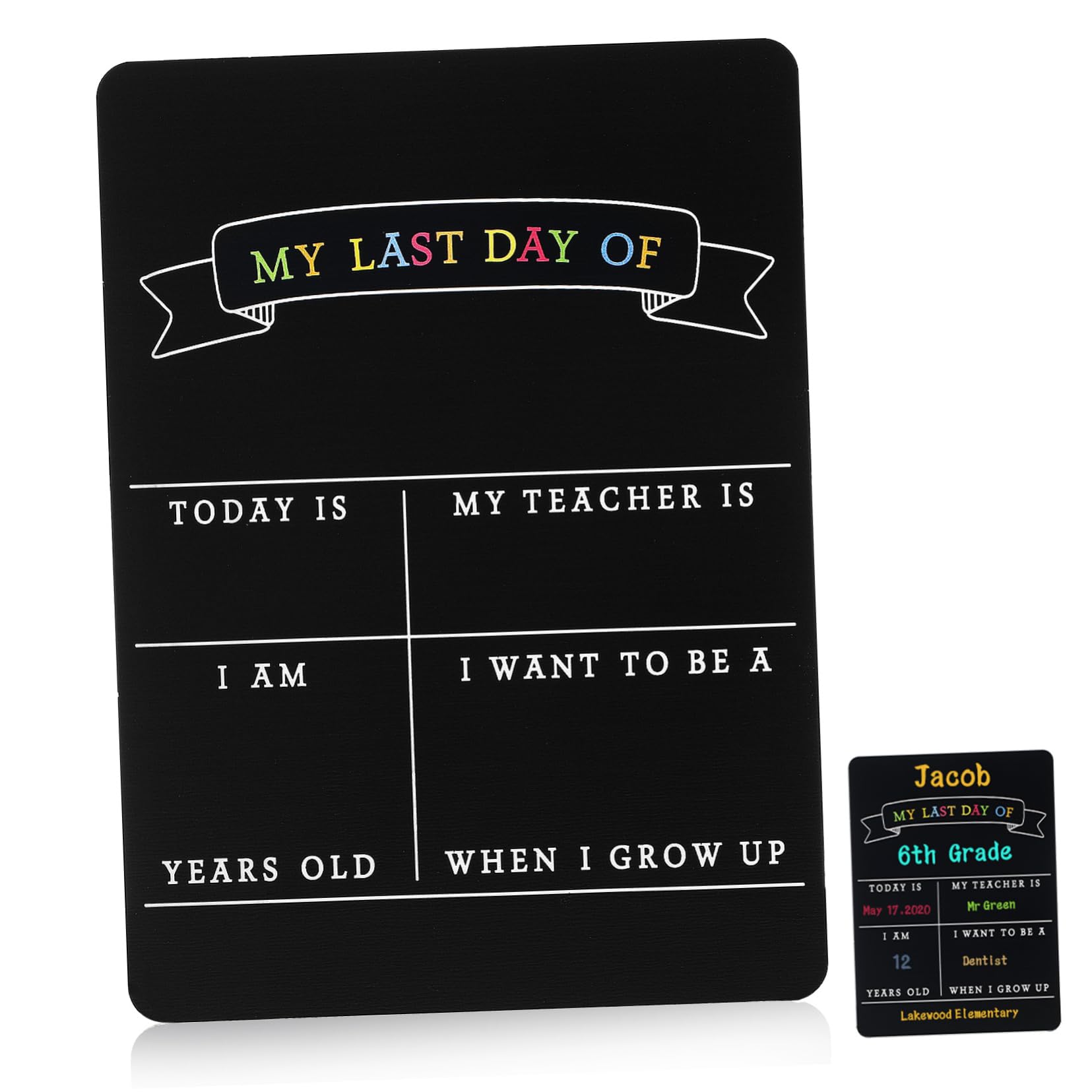 DOITOOL First Day of School Chalkboard Reversible Day Sign Board for Graduation Back to School Decor Double Sided Memory Board for Lasting Memories