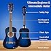 BESYOU 30in Beginner Acoustic Guitar Basic Starter Kit Tuner Bag Capo Strings Winders Strap Picks Student/Kids Guitar Pickguard with Gig Bag Blue