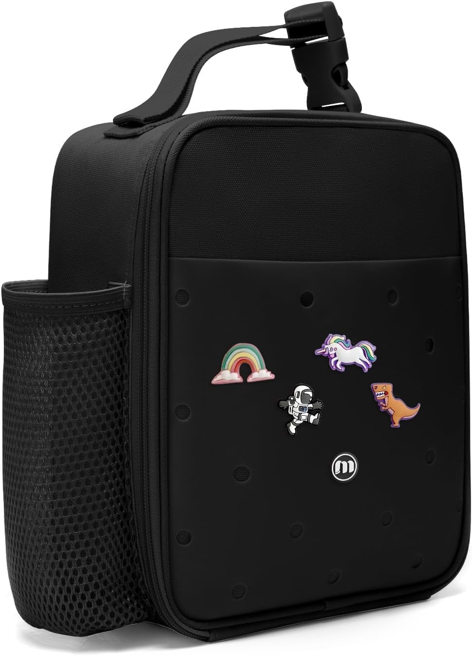 AOTM Insulated Lunch Bag Kids 4L, Exclusive Small DIY Cool Bag, Portable Waterproof Leak-Proof, Coolbag with Bottle Holder, Ideal for School, Travel, Picnic (Black)