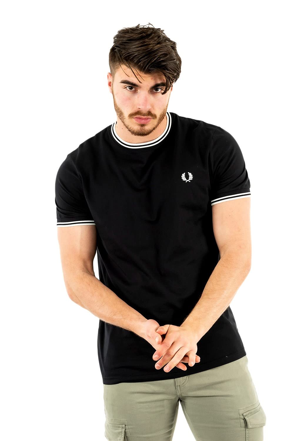 Fred Perry Men's Black T-Shirt - T-Shirts - 2XL - Tops