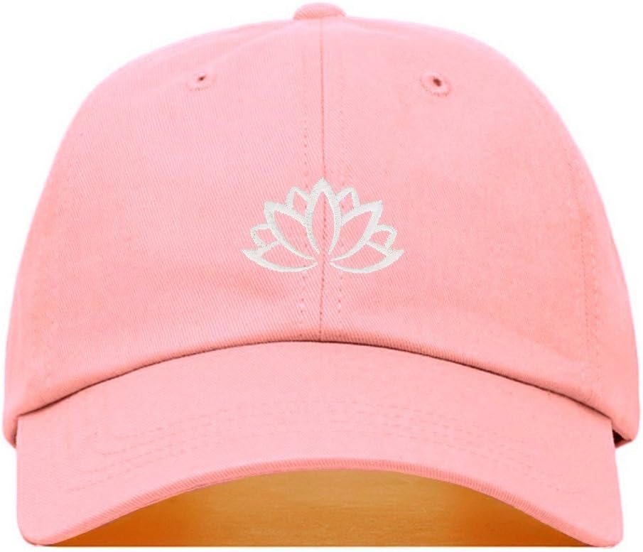 Lotus Flower Baseball Hat, Embroidered Dad Cap, Unstructured Soft Cotton, Adjustable Strap Back (Multiple Colors)