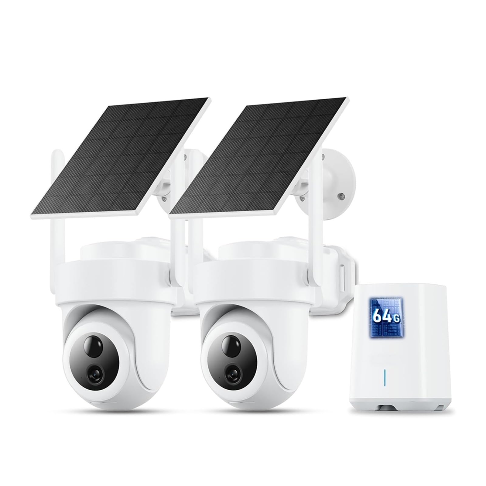JVDDI 2-Cam Kit Wireless WiFi 4K 8MP Battery Solar PTZ Camera Outdoor Auto Motion Tracking PIR