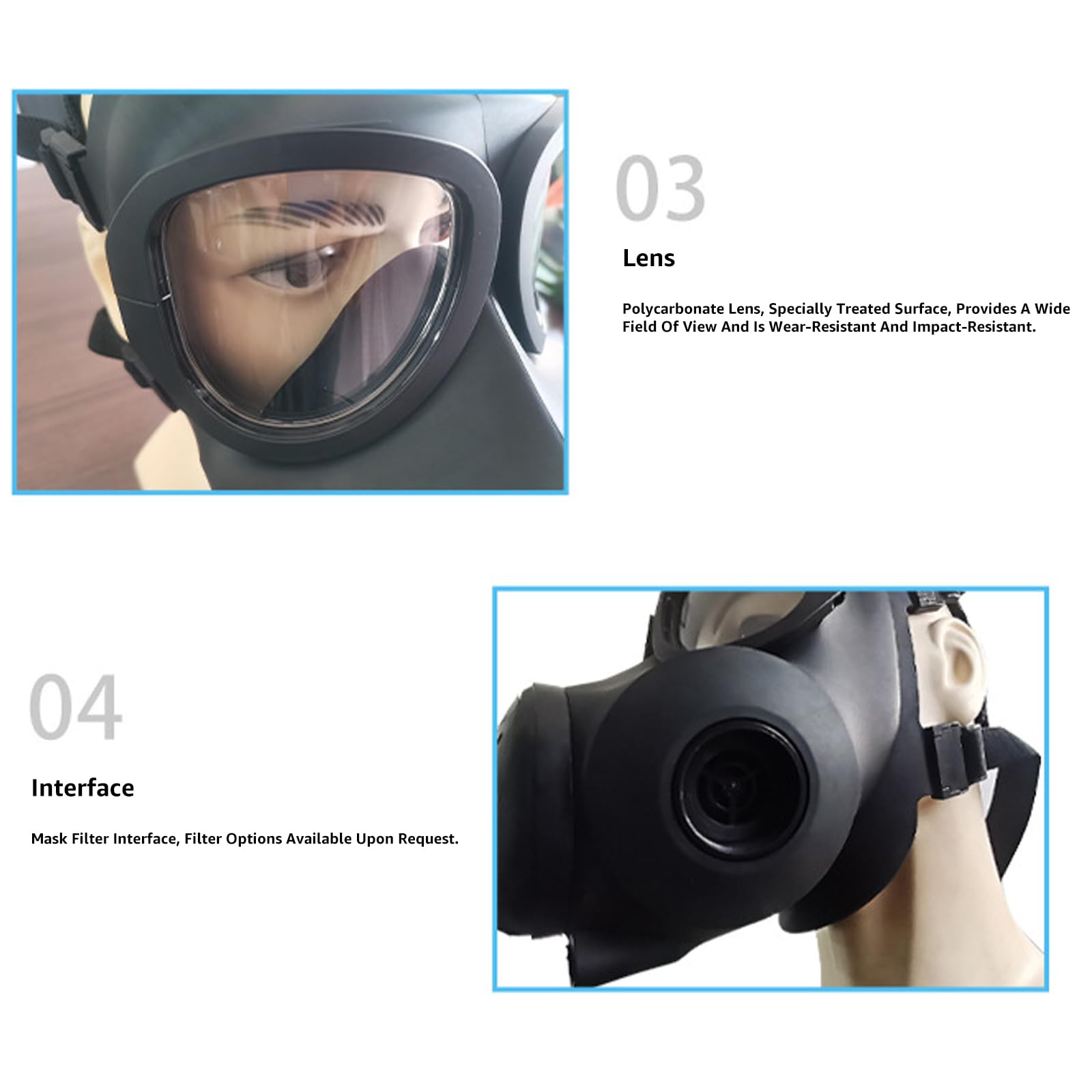 Masque Respiratoire IntéGral, Masque De Protection Respiratoire RéUtilisable, Masque A Gaz Avec Lunettes Pour Peinture, Vapeurs Organiques, Polissage, PonçAge E Altri Lavori