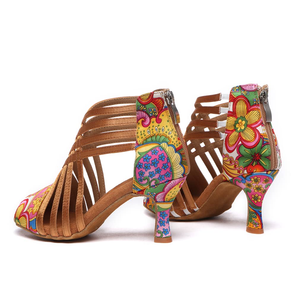 HIPPOSEUS Zapatillas Danza Latina para Mujer Cremallera Profesional Zapatos de Baile de salón Cremallera de Salsa de Baile práctica de Rendimiento,Modelo L569