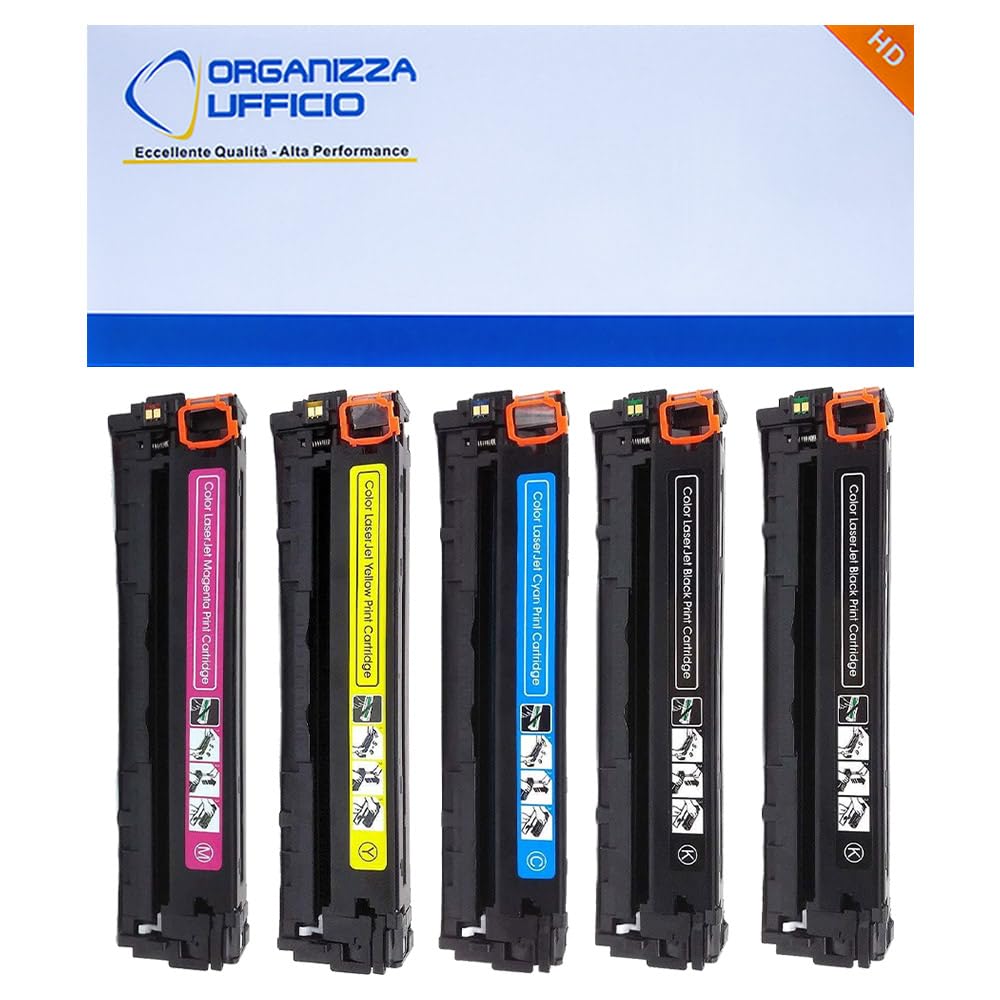 KIT 5 Toner Compatibili per HP Color Laserjet CM1312 CP1210 CP1213 CP1214 CP1215 CB540A-CB543A 4 Toner + UN TONER NERO