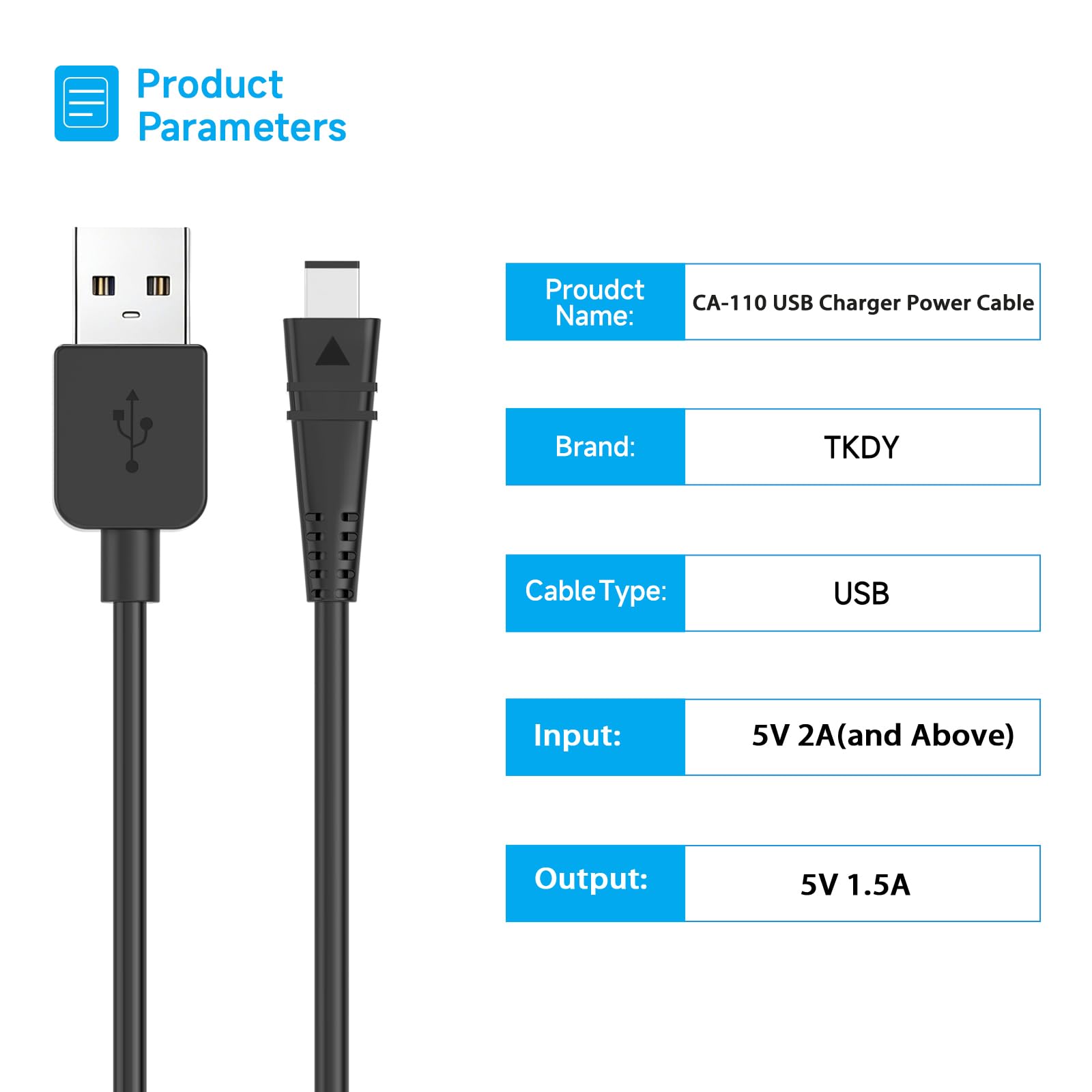 Amazon.com : TKDY CA-110 USB Power Cable, CA110 Camera Charging