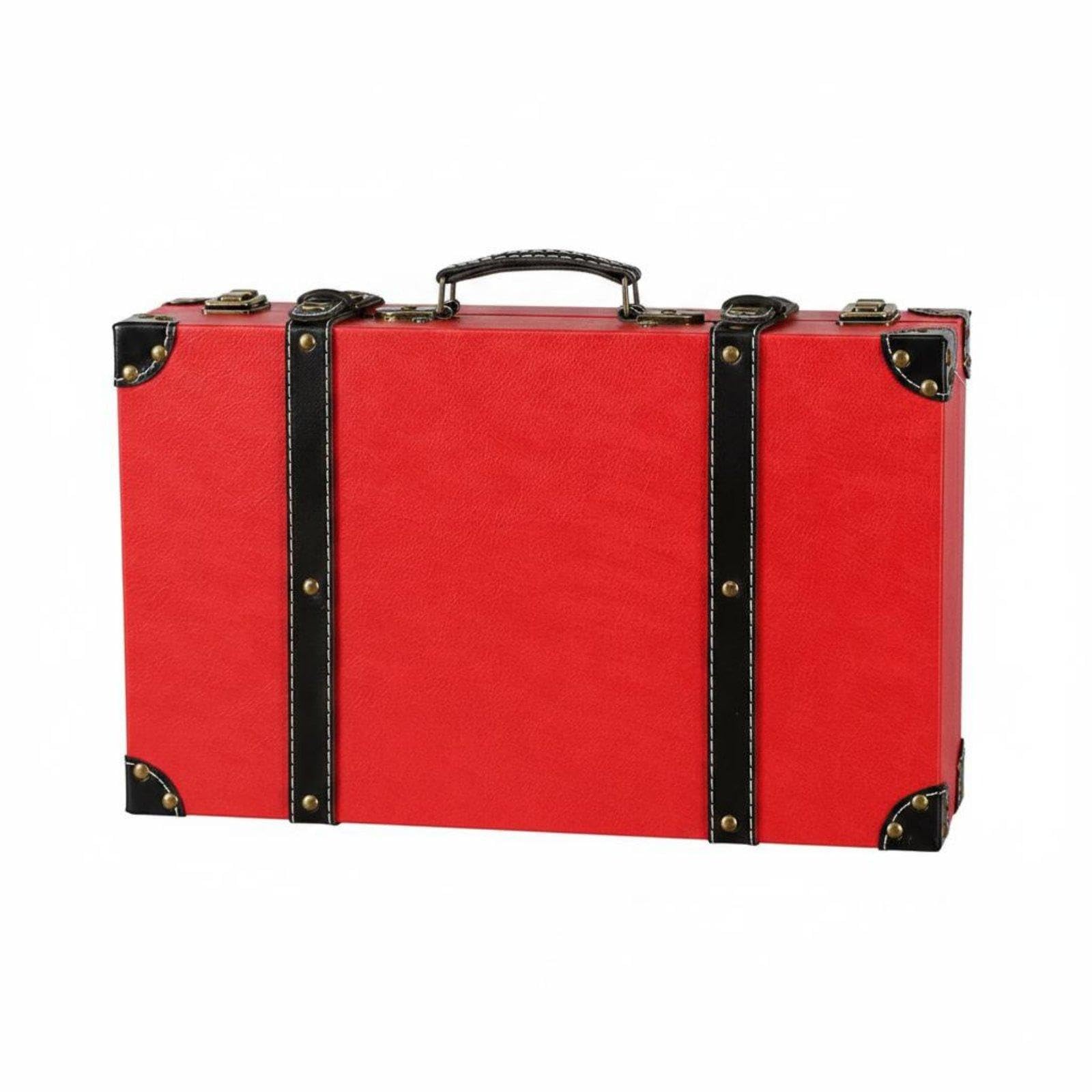 3 Pieces Vintage Suitcase Set Photo Prop Retro Leather Trunk Set Multipurpose Vintage Suitcase Box for Shop Window, Bedroom 1120L Carmine Red L|Travel|Vintage Luggage & Travel Accs-image-17