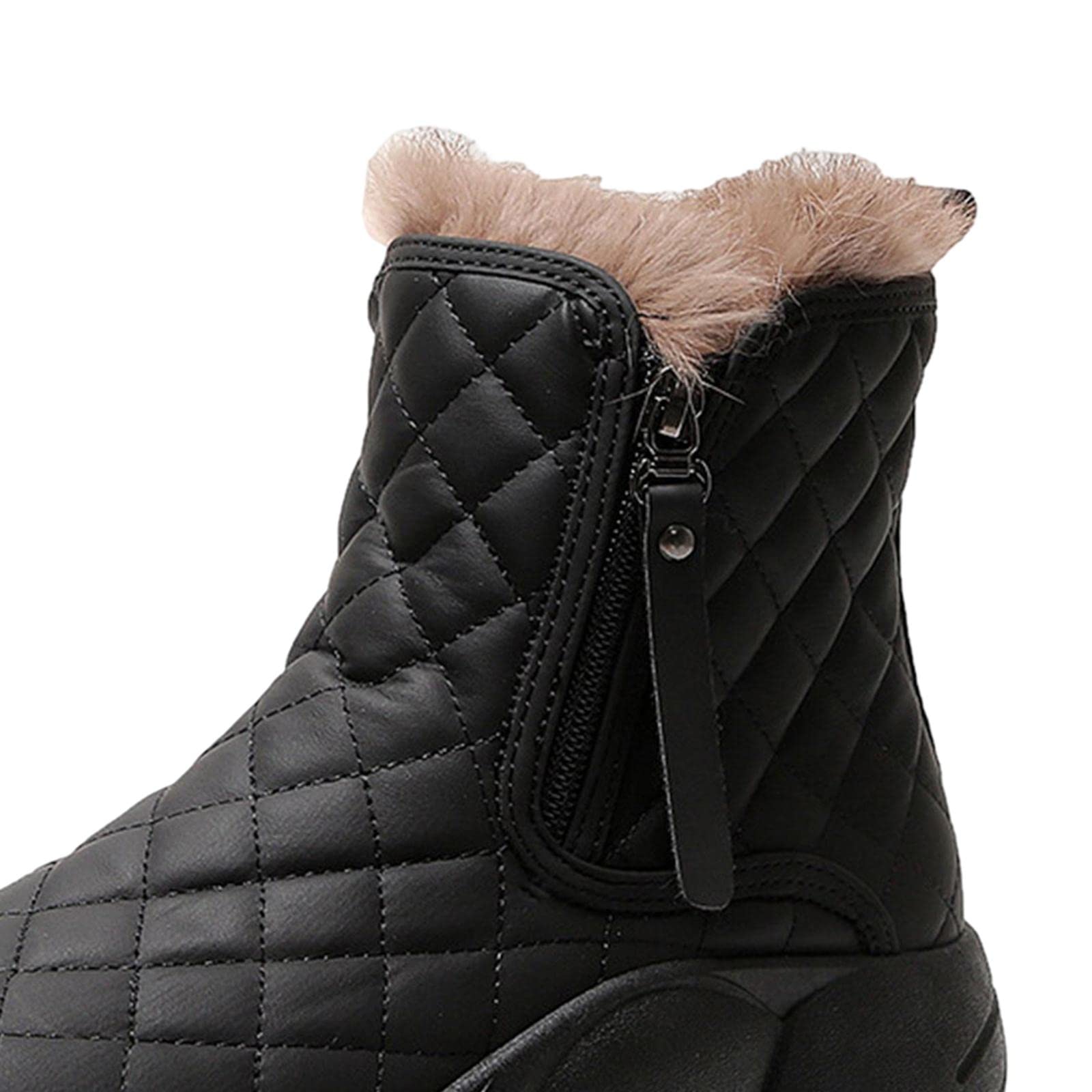 kowaku Bottes D'hiver Antidérapantes, Chaudes, à Semelle épaisse, Fermeture éclair, Confortables et Imperméables, Idéales pour La Randonnée, noir, 37