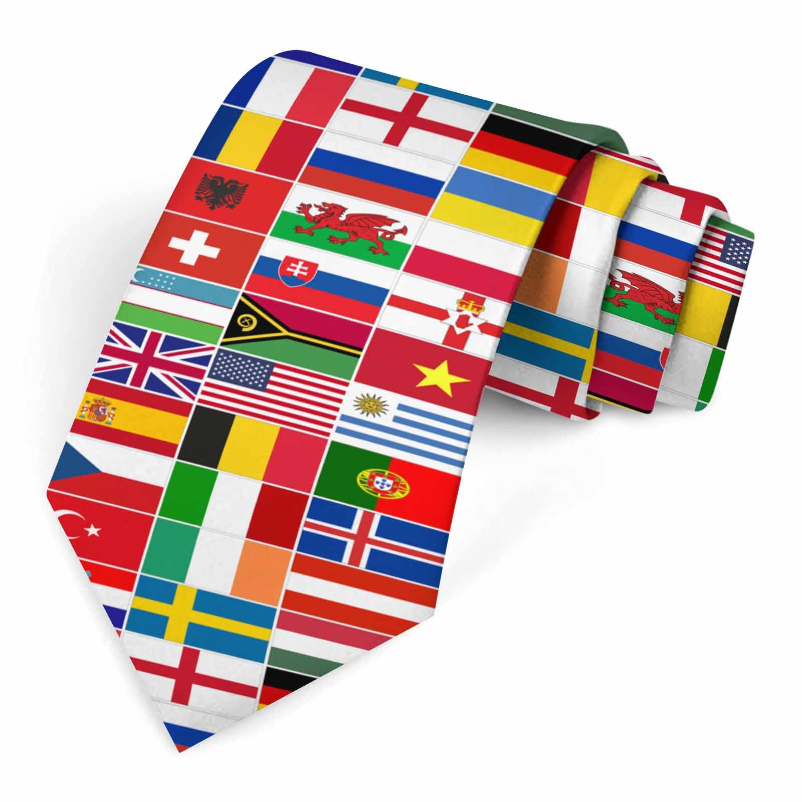 Muntayson Red Blue White Flags Mens Tie Men's Necktie Ties for Mens Daily Wedding Party Business