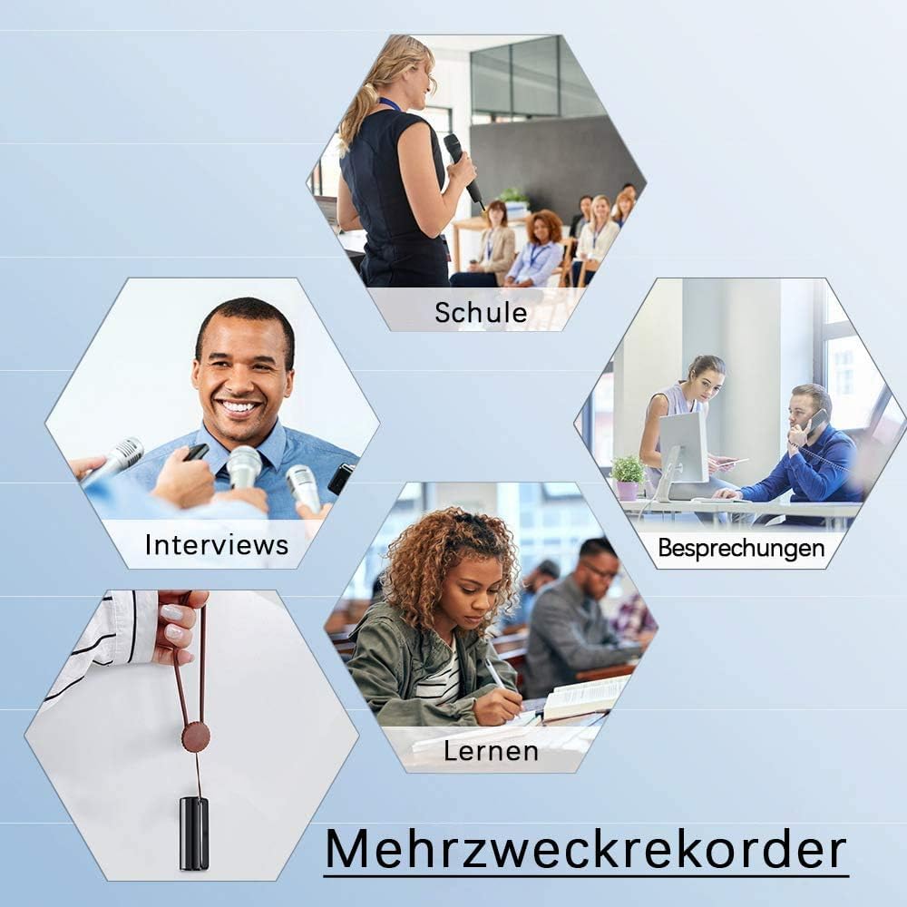 Mini-Diktiergerät, Sprachaktivierung, 32 GB, Aufnahmegerät, integrierter starker Magnet, 400H Stunden Aufnahmekapazität, Mini-Diktiergerät für Vorträge, Interviews, Besprechungen usw.(MZ002-32G)