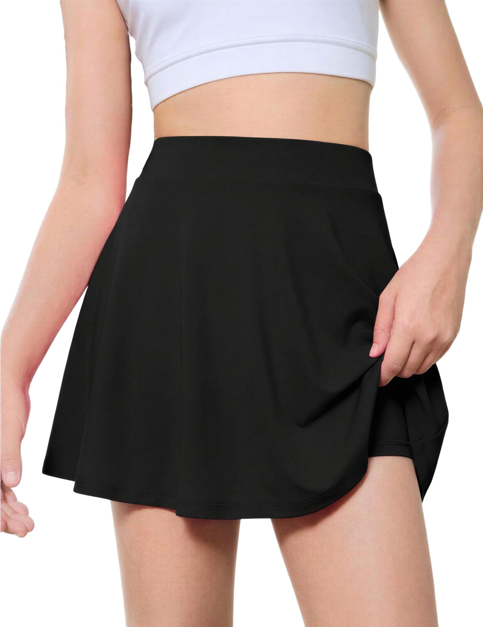 Arshiner Rock für Mädchen Tennisrock mit Hose Drunter Hohe Taille Sportrock | A-Linien Faltenrock,Kinder Hosenrock,Cheerleader,Sommerröcke mit Taschen,6-15 Jahre