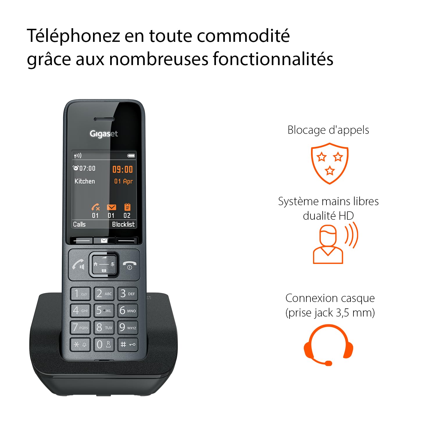 Gigaset Comfort 520 Duo Téléphones DECT sans Fil Blocage d'appels Répertoire 200 Contacts Gris
