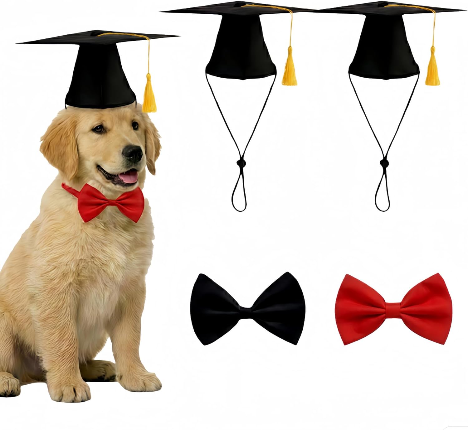 Gorro y Corbata de Graduación para Mascotas - Ajustable