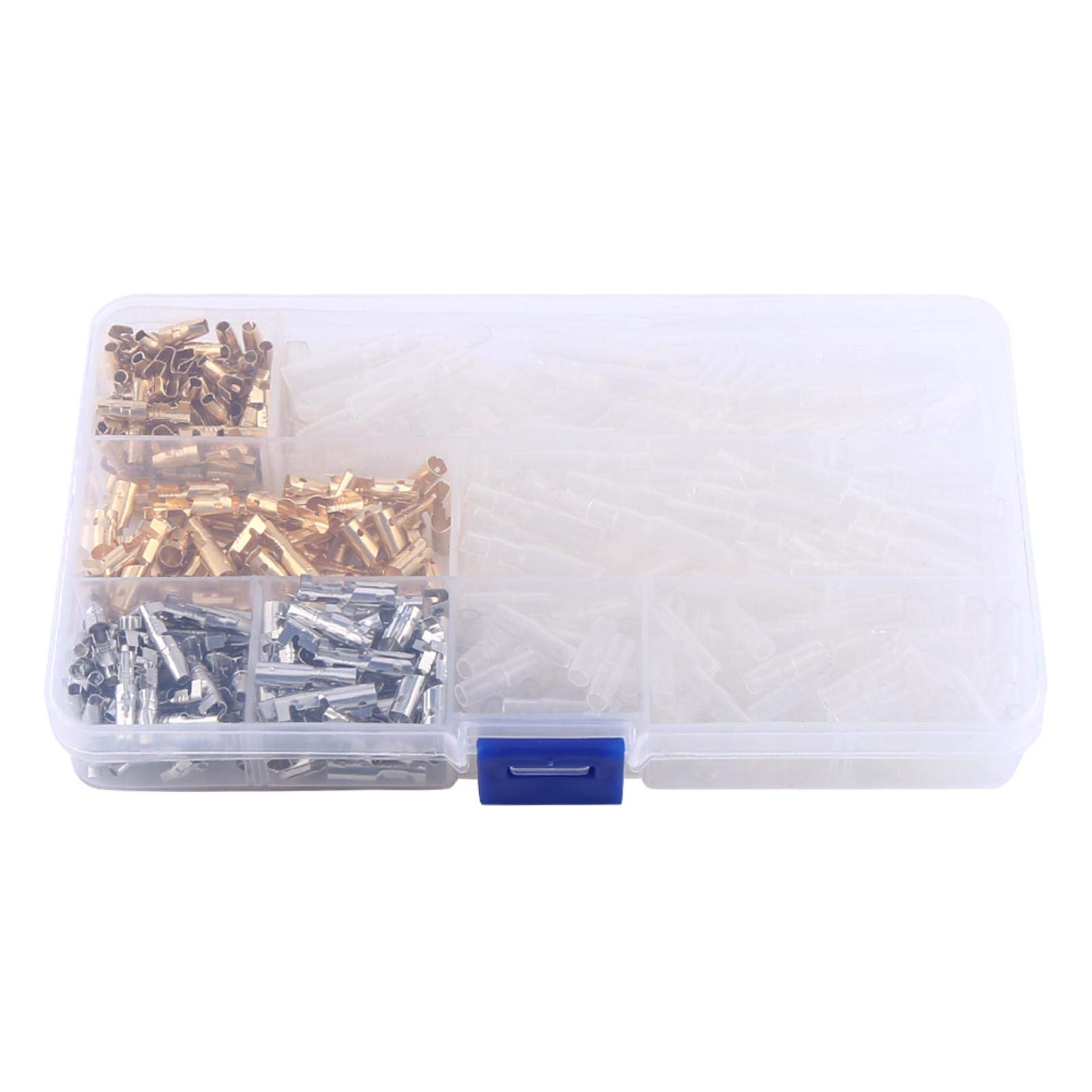 400 Stück 3,9 mm Rundsteckverbinder Kit Motorrad Elektrik Crimp Terminals Männlich Weiblich Anschlussklemmen Bullet Stecker Kabel Steckverbinder Connector mit Isolationsabdeckung für Kfz Auto Motorrad