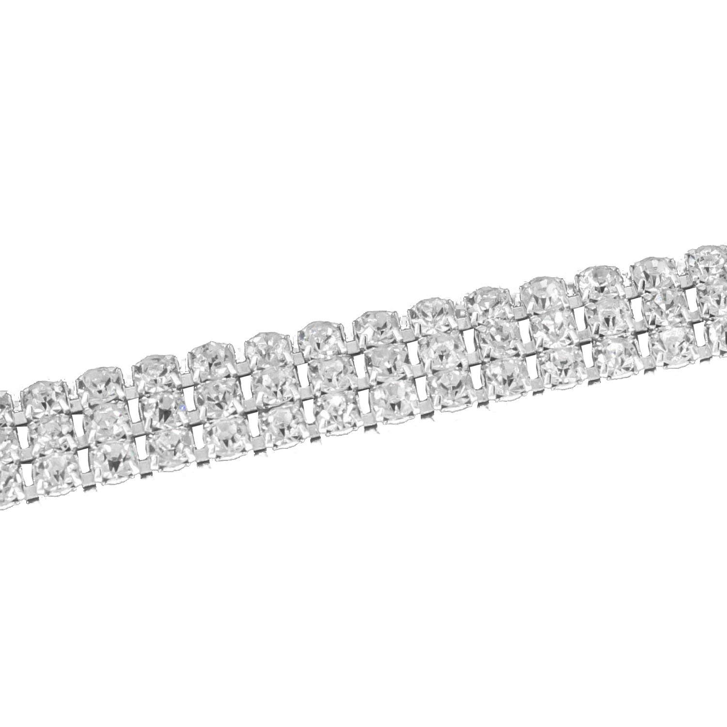 Trimming Shop 1 Metre Clear Rhinestone Trim Chain 1 Row Clear Crystal 3.25mm Diamante Studded Chain Trim Lace for Embellishment Wedding Dresses. Jewelry Making, Dressmaking, DIY Craft Projects