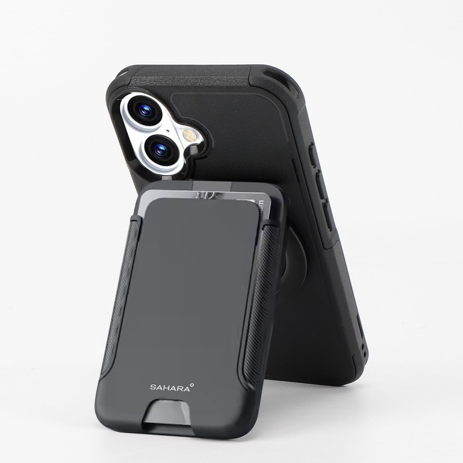SaharaCase Raider Phone Case with Magnetic Wallet for use with iPhone 16, Shock Absorbing, Scorpion Black (CP00631)
