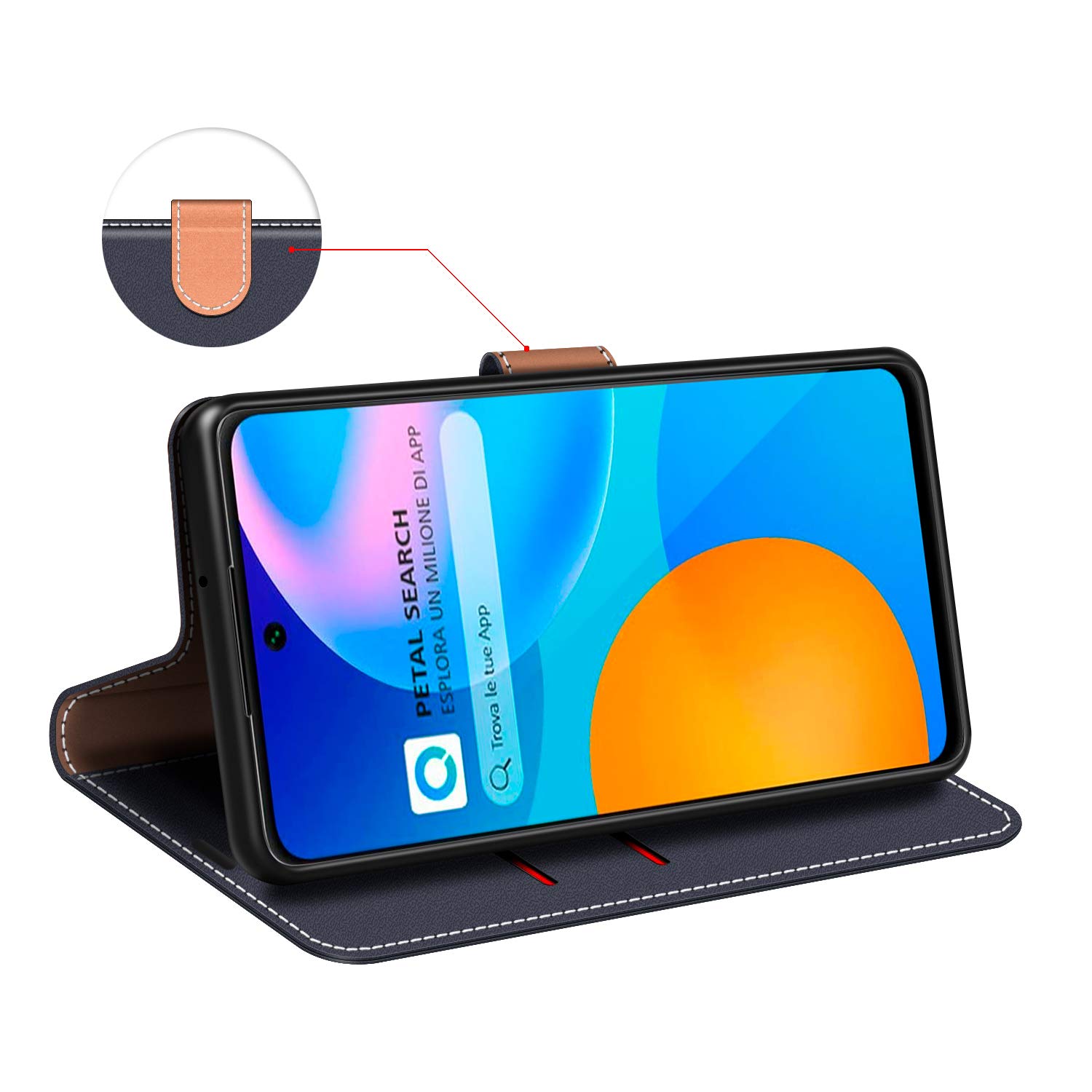 Custodia Huawei P SMART 2021 Portafoglio - PU Pelle Con Supporto E Slot Carte