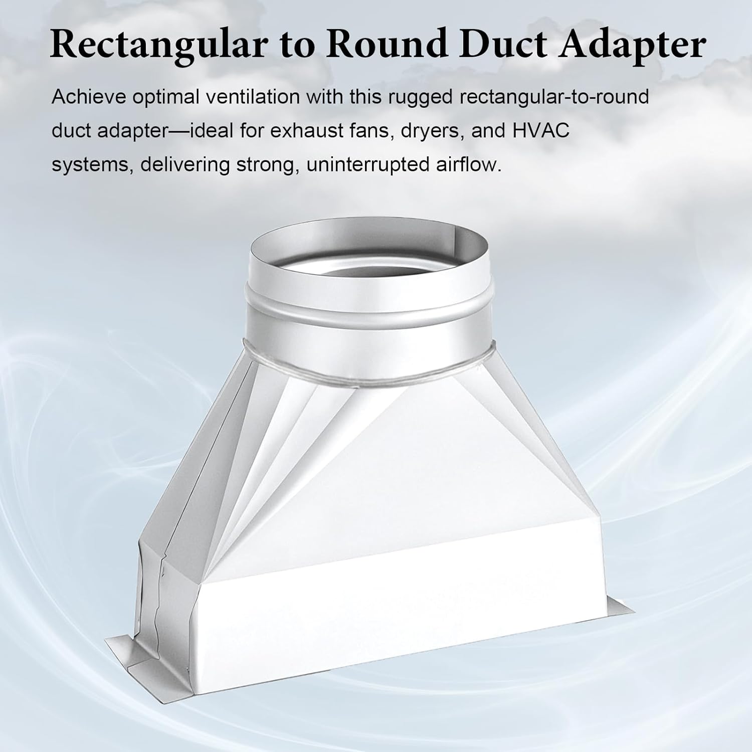TA-VIGOR 4" Round to 3-1/4" x 10" Rectangular Duct Transition Connector, Galvanized Steel HVAC Vent Adapter for Dryer Vent, Exhaust Fan, Air Ventilation Systems