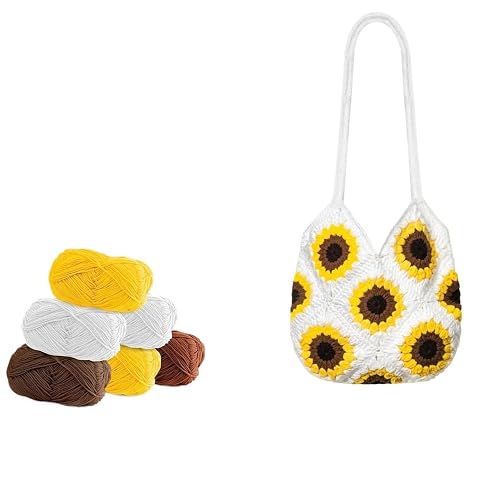 Crochet Bags For Women Finished handmade crocheted double-sided sunflower tote