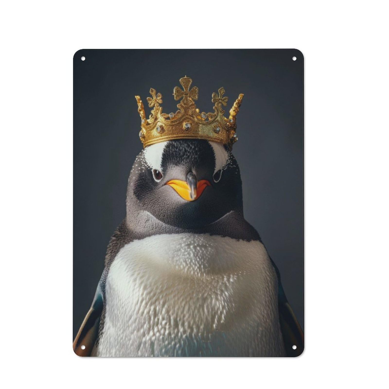 Junmoney Penguin King Retro Metal Plaque 40X30cm For Garage Or Workshop, Housewarming Wall Decor For People Furnishing Garage And Workshop