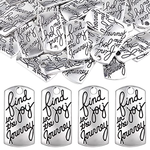 50 Pieces Antique Silver Inspirational Word Charms Alloy Engraved Motivational Words Message Pendants Charms for DIY Necklace Earrings Keychains Jewelry Making