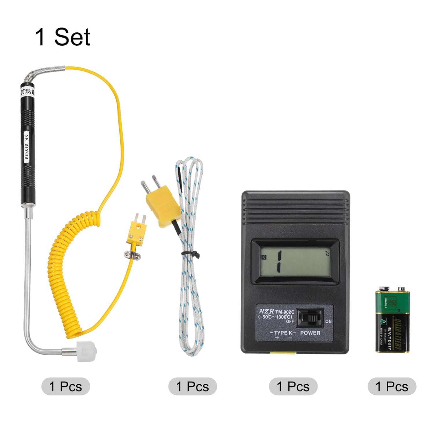 MECCANIXITY Digital Thermocouple Thermometer K Type Temperature Meter (-50 to 1300 °C), with Surface Thermocouple Probe 81533B