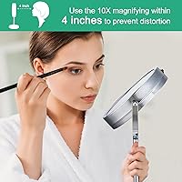 Vista 5 de Espejo de mesa para maquillaje con luz LED, doble cara, de cromo pulido, con aumento 10x de Alhakin