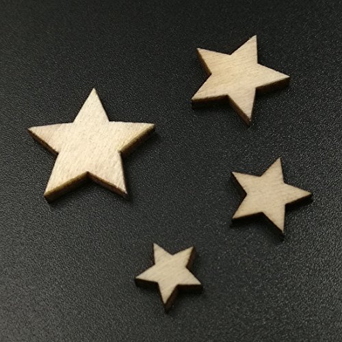 Namvo 200 Pieces Wooden Stars Blank Wood Star Slices Mixed Size Natural Wood Color Little Star Shaped Wooden Crafting Sewing Scarpbooking DIY Buttons - Image 4