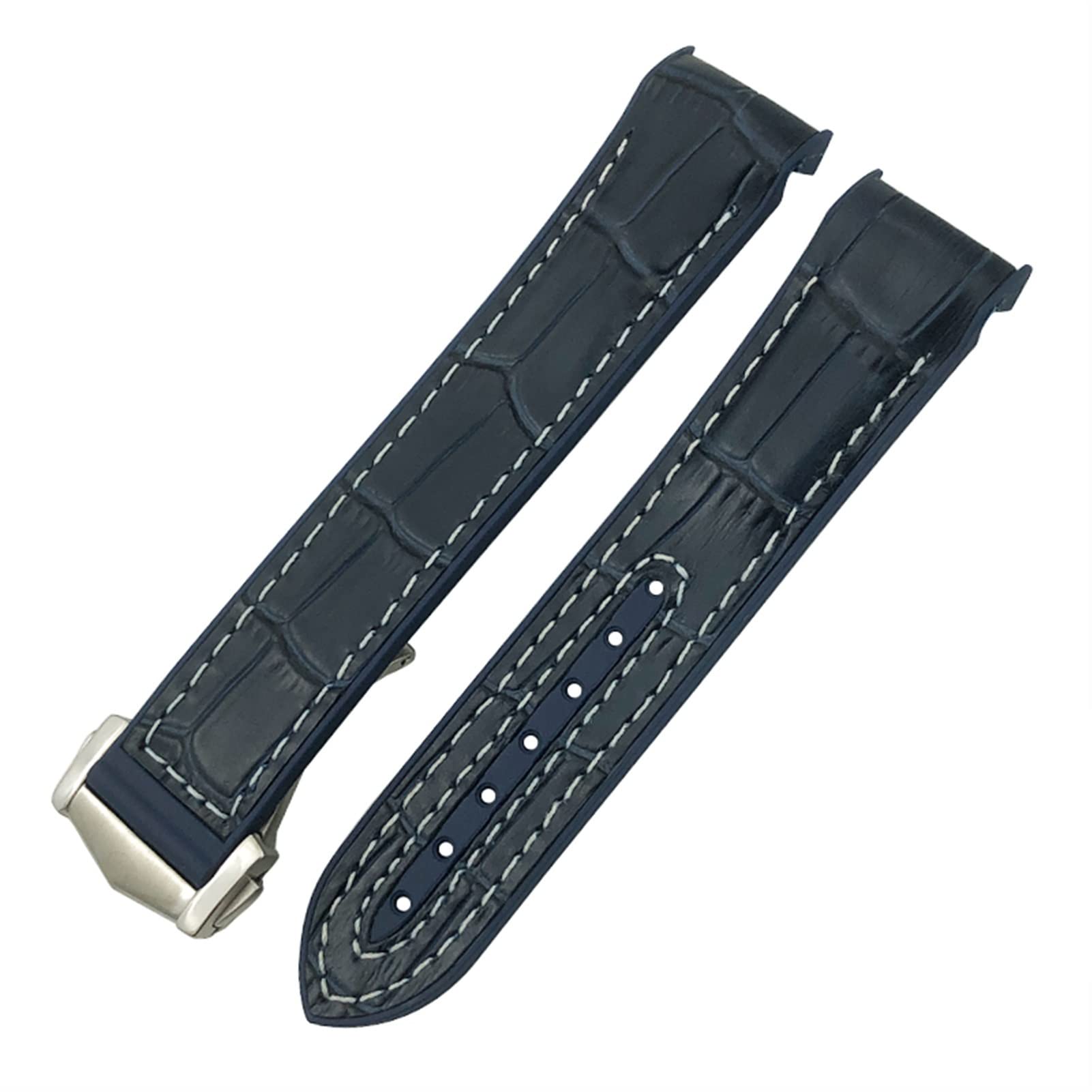 Bracelet montre 21mm cuir nylon caoutchouc pour Omega Seamaster 300 - 8