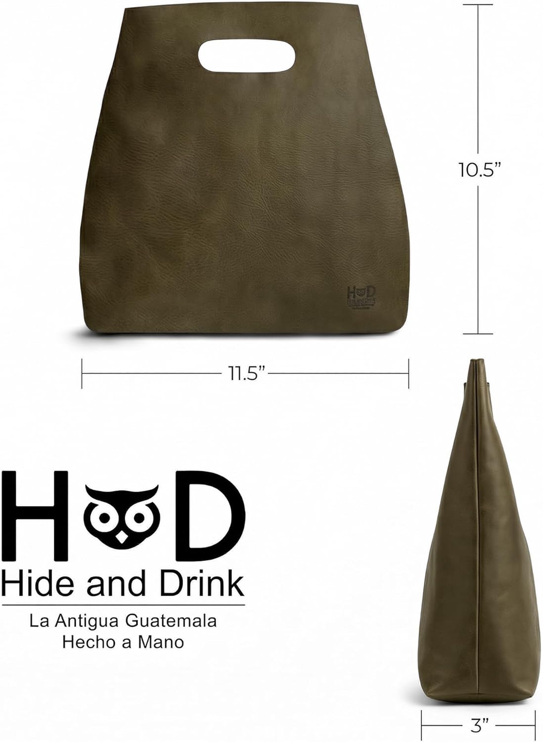 Hide & Drink, Minimalist Handbag for Women, Tote Bag, Rustic Purse, Full Grain Leather and Sheepskin, Handmade