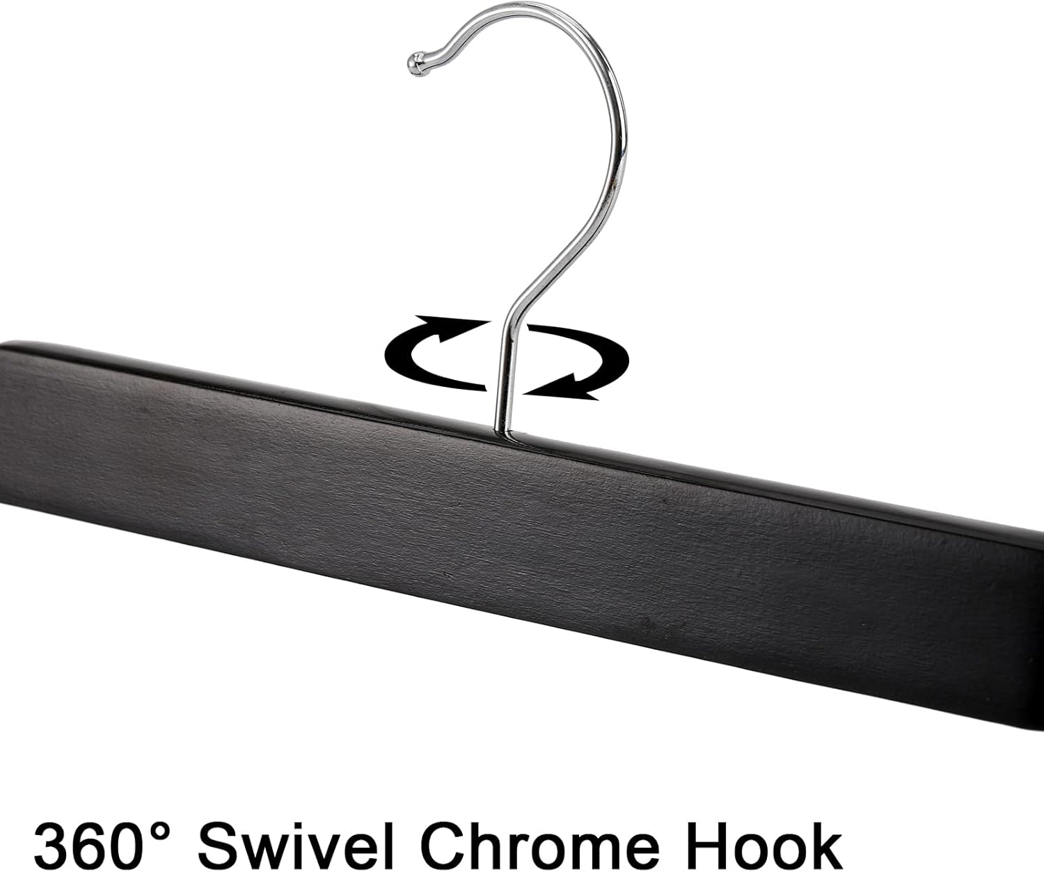 Tosnail 15 Pack 14-Inches Natural Wooden Hangers Skirt Pants Clothes Hangers with Clips Jeans Hangers - Black