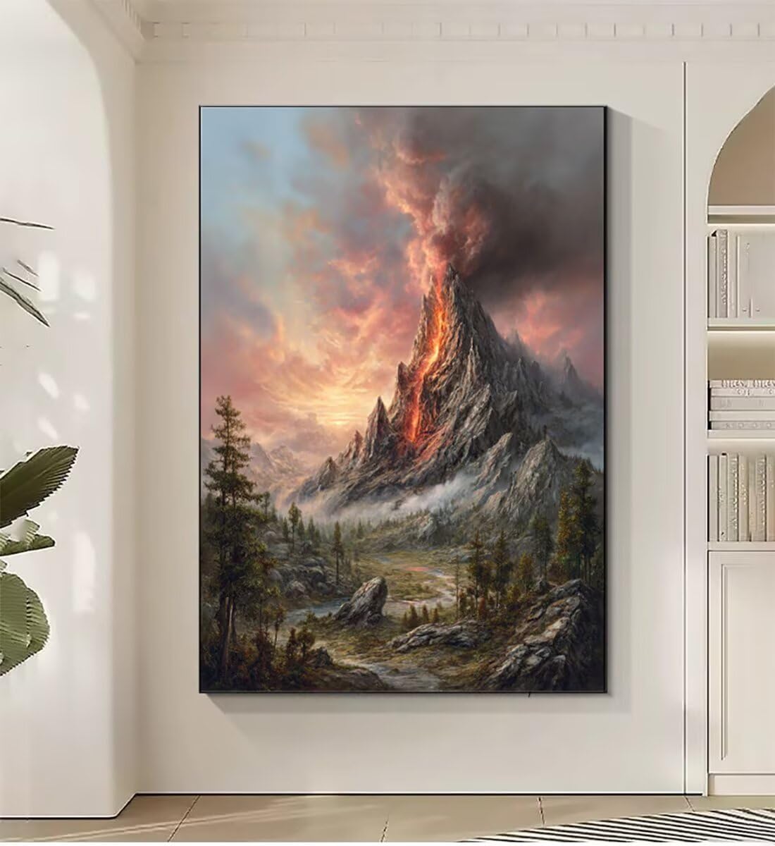 Landschaft Berg Malen Nach Zahlen Erwachsene, Paint by Numbers Adult Anfänger Set, Heimwerk Malen Nach Zahlen Kinder Mit Rahmen, 3 Pinsel und 36 Acrylfarbe Als für Deko Wohnzimmer 60 x 80 cm BJHDK925