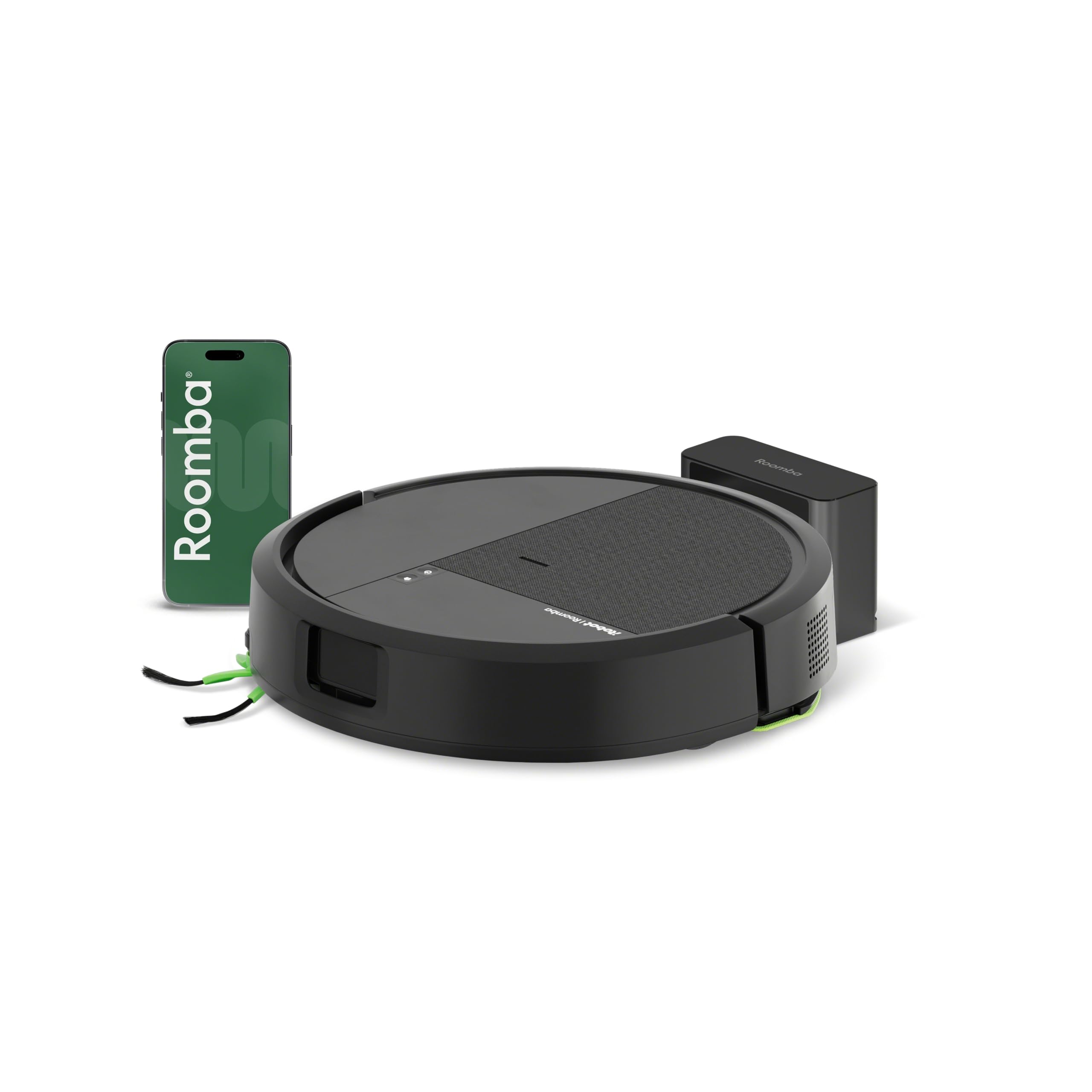 iRobot Roomba® 115 Combo Saug- und Wischroboter, 15k Pa Saugleistung, Bürsten und Wischpad reichen, Navigation mit Clearview™ LiDAR, Schwarz